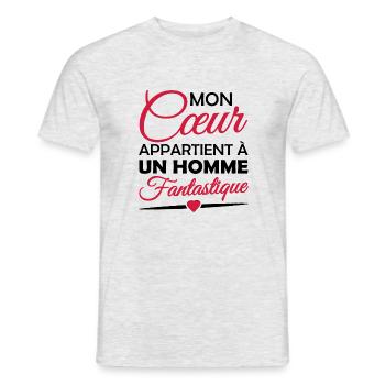 en couple avec un homme fantastique - T-shirt homme - gris chiné - Devant - AI Model Male 178 dark (178cm)