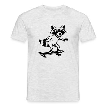 Raccoon Skateboard Drôle d’idée cadeau - T-shirt homme - gris chiné - Devant - AI Model Male 178 dark (178cm)