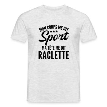 mon corps me dit sport ma tête me dit raclette - T-shirt homme - gris chiné - Devant - AI Model Male 178 dark (178cm)