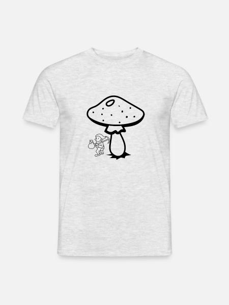 Zwerg unter Pilz - Männer T-Shirt - Grau meliert