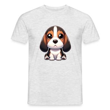 Digital illustration of cute Basset Hound - Men's T-Shirt - heather grey - Front - AI Model Male 178 dark (178cm)