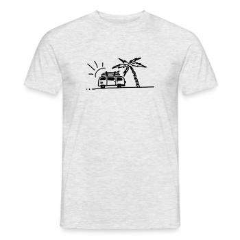 Van chillt unter Palme - Männer T-Shirt - Grau meliert - Vorne - AI Model Male 178 dark (178cm)