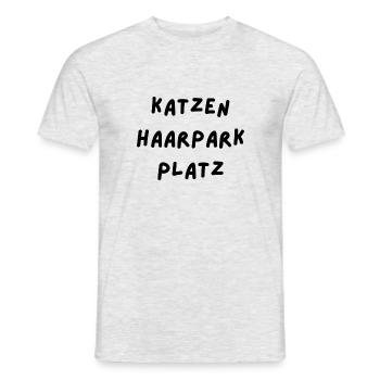 Katzenhaarparkplatz (Schriftfarbe: schwarz) - Männer T-Shirt - Grau meliert - Vorne - AI Model Male 178 dark (178cm)