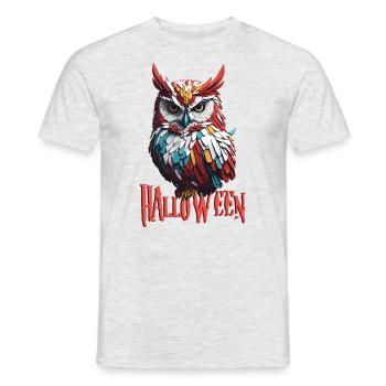 Eule Owl Lustig Halloween Eulenliebhaber - Männer T-Shirt - Grau meliert - Vorne - AI Model Male 178 dark (178cm)