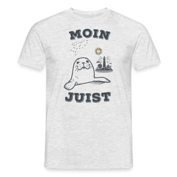 Lustiges Juist Shirt mit Seerobbe und Spruch Moin - Männer T-Shirt - Grau meliert - Vorne - AI Model Male 178 dark (178cm)