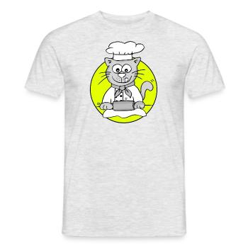 Retro Baker Cat - Profession Baker - Men's T-Shirt - heather grey - Front - AI Model Male 178 dark (178cm)