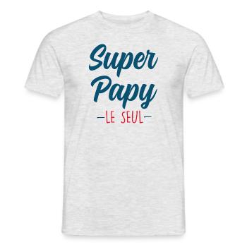 Super Papy Le Seul - T-shirt homme - gris chiné - Devant - AI Model Male 178 dark (178cm)