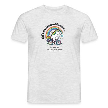 Lets create a world where ... I'm trans - Männer T-Shirt - Grau meliert - Vorne - AI Model Male 178 dark (178cm)