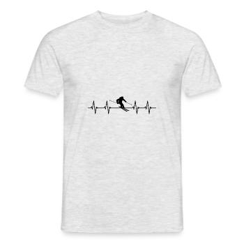 Herzschlag Ski Skifahrer Shirt Puls lustig witzig - Männer T-Shirt - Grau meliert - Vorne - AI Model Male 178 dark (178cm)