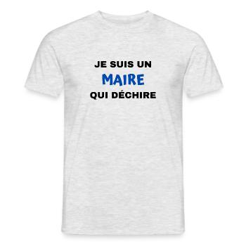 tee shirt maire qui déchire cadeau noel humour - T-shirt homme - gris chiné - Devant - AI Model Male 178 dark (178cm)