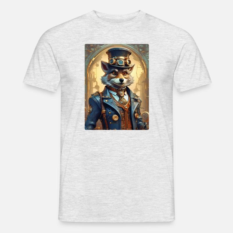 Steampunk Wolf 1.21 - Männer T-Shirt - Grau meliert