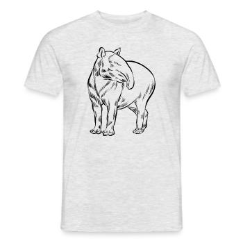 Tapir Dessin au trait dessiné à la main - Cadeau - T-shirt homme - gris chiné - Devant - AI Model Male 178 dark (178cm)