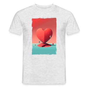 Liebe Illustration Minimalistisches Design - Männer T-Shirt - Grau meliert - Vorne - AI Model Male 178 dark (178cm)