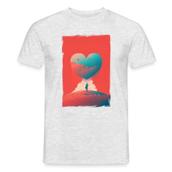 Liebe Illustration Minimalistisches Design - Männer T-Shirt - Grau meliert - Vorne - AI Model Male 178 dark (178cm)