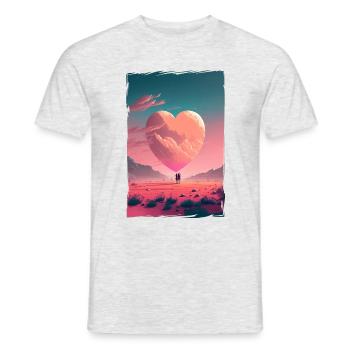 Liebe Illustration Minimalistisches Design - Männer T-Shirt - Grau meliert - Vorne - AI Model Male 178 dark (178cm)