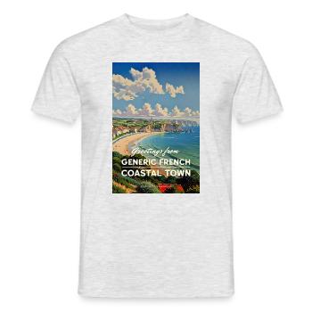 Generic French Coastal Town Postcard - Men's T-Shirt - heather grey - Front - AI Model Male 178 dark (178cm)
