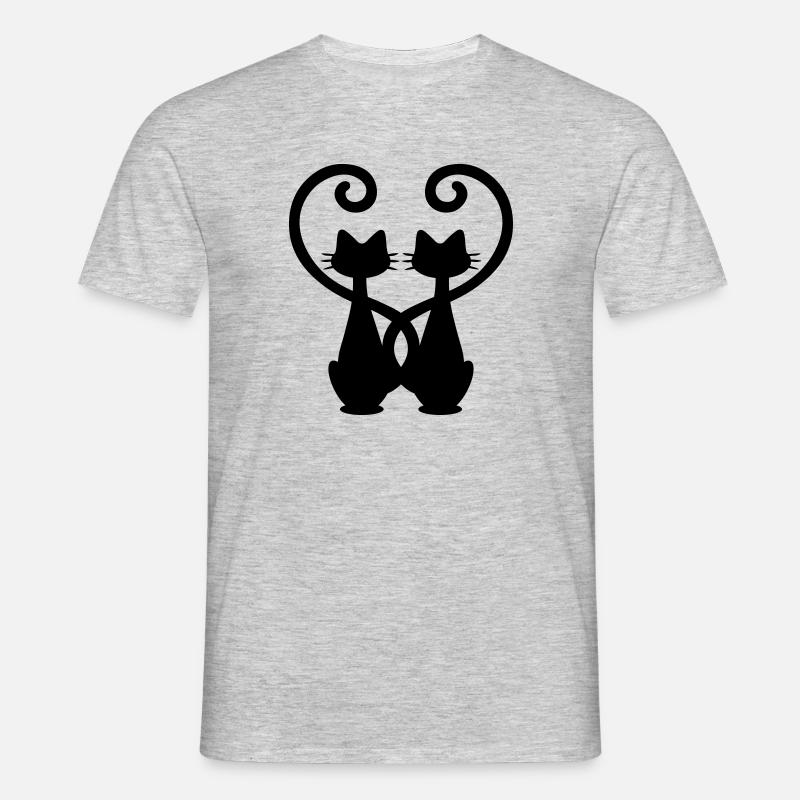 Par katte - forelskede katte - forelskede katte - T-shirt til herrer - grå meleret