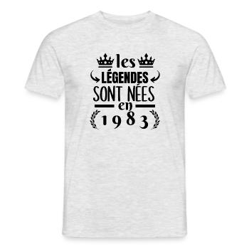 les légendes sont nées en 1983 - T-shirt homme - gris chiné - Devant - AI Model Male 178 dark (178cm)