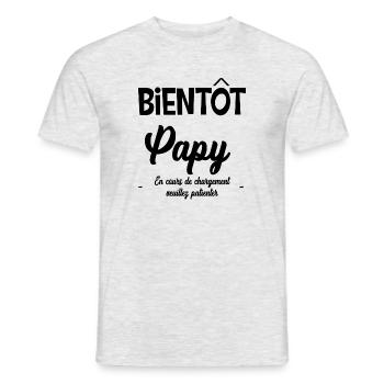 Bientôt papy veuillez patienter - T-shirt homme - gris chiné - Devant - AI Model Male 178 dark (178cm)