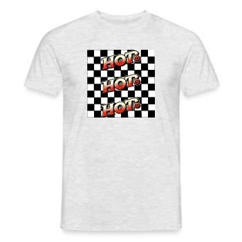 Retro-Pop-Art Design Schachbrettmuster HOT HOT HOT - Männer T-Shirt - Grau meliert - Vorne - AI Model Male 178 dark (178cm)