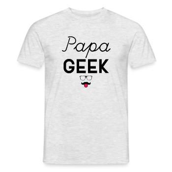 Papa Geek Humour Père Jeux Vidéo Informaticien - T-shirt homme - gris chiné - Devant - AI Model Male 178 dark (178cm)