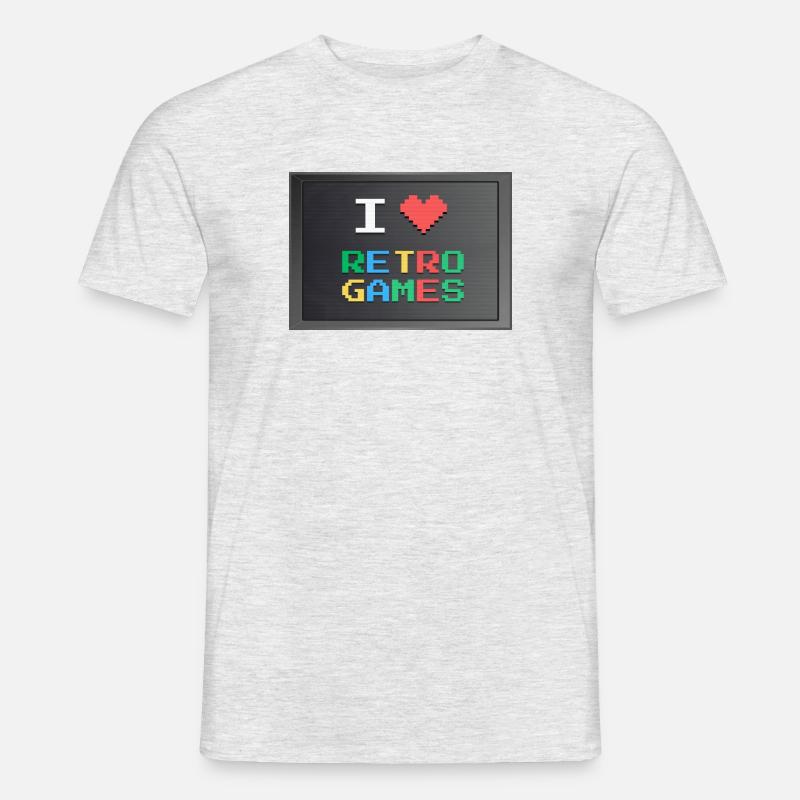 Retrogaming - Ich liebe Retrogaming - Männer T-Shirt - Grau meliert
