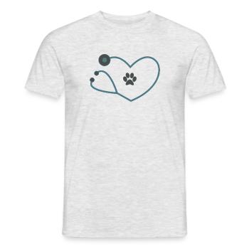 Stéthoscope vétérinaire vétérinaire vétérinaire - T-shirt homme - gris chiné - Devant - AI Model Male 178 dark (178cm)