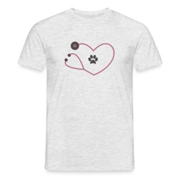 Stéthoscope vétérinaire vétérinaire vétérinaire - T-shirt homme - gris chiné - Devant - AI Model Male 178 dark (178cm)