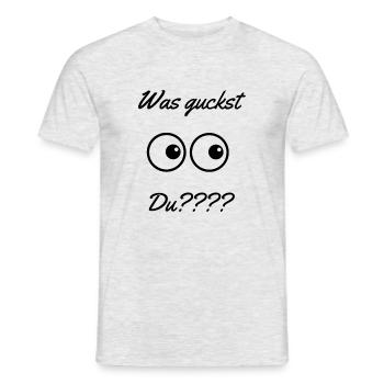 Was guckst - Männer T-Shirt - Grau meliert - Vorne - AI Model Male 178 dark (178cm)