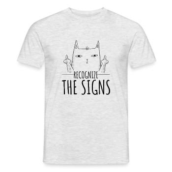 Recognize the signs. Finger Middle Finger Fuck You - Men's T-Shirt - heather grey - Front - AI Model Male 178 dark (178cm)