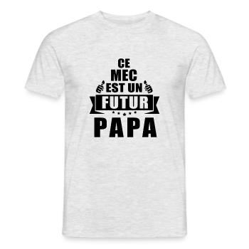 futur papa / bientôt papa / je vais être papa - T-shirt homme - gris chiné - Devant - AI Model Male 178 dark (178cm)