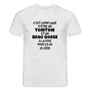 bogosse et tonton / humour tonton - T-shirt homme - gris chiné - Devant - AI Model Male 178 dark (178cm)