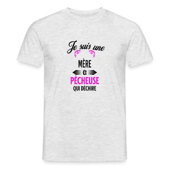je suis pêcheuse qui déchire et mère - T-shirt homme - gris chiné - Devant - AI Model Male 178 dark (178cm)