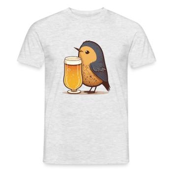 Little bird with beer - Men's T-Shirt - heather grey - Front - AI Model Male 178 dark (178cm)
