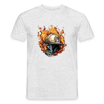 Casque de pompier en feu n°1 - T-shirt homme - gris chiné - Devant - AI Model Male 178 dark (178cm)