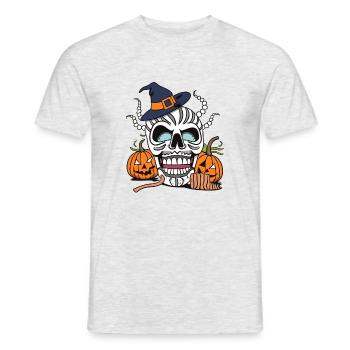 Halloween Hexenschädel - Männer T-Shirt - Grau meliert - Vorne - AI Model Male 178 dark (178cm)