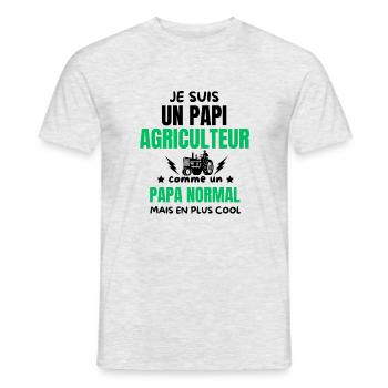 PAPI AGICULTEUR - T-shirt homme - gris chiné - Devant - AI Model Male 178 dark (178cm)