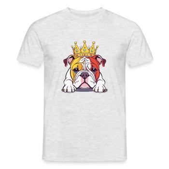 "Gekrönte Häupter" - Bulldog - Männer T-Shirt - Grau meliert - Vorne - AI Model Male 178 dark (178cm)