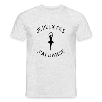 Je peux pas j'ai Danse - T-shirt homme - gris chiné - Devant - AI Model Male 178 dark (178cm)