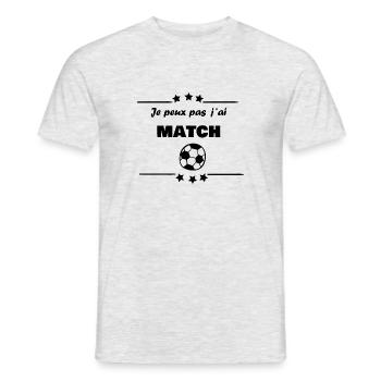 Je peux pas, j ai match de foot. - T-shirt homme - gris chiné - Devant - AI Model Male 178 dark (178cm)