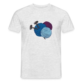 Wool with knitting needles - Men's T-Shirt - heather grey - Front - AI Model Male 178 dark (178cm)