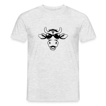 Lunettes de soleil drôles de vache - T-shirt homme - gris chiné - Devant - AI Model Male 178 dark (178cm)