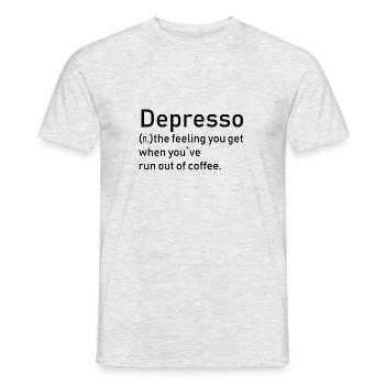 lustiger Kaffee Spruch, Kaffee T-Shirt, Geschenk - Männer T-Shirt - Grau meliert - Vorne - AI Model Male 178 dark (178cm)
