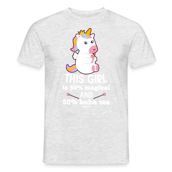 Unicorn Mädchen Phantasie Pferd - Männer T-Shirt - Grau meliert - Vorne - AI Model Male 178 dark (178cm)