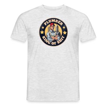 Plumber King Of Shit Drôle Blue Collar Citation - T-shirt homme - gris chiné - Devant - AI Model Male 178 dark (178cm)
