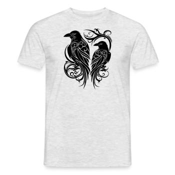 Odins Raben Hugin und Munin Tribal Tattoo Wikinger - Männer T-Shirt - Grau meliert - Vorne - AI Model Male 178 dark (178cm)