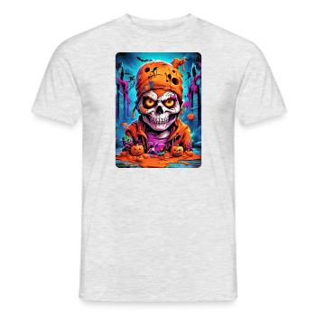 Modèle de crâne vierge d’Halloween 3.9 - T-shirt homme - gris chiné - Devant - AI Model Male 178 dark (178cm)