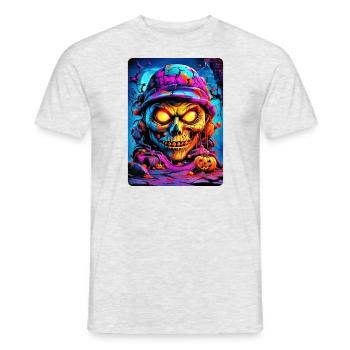 Modèle de crâne vierge d’Halloween 3.10 - T-shirt homme - gris chiné - Devant - AI Model Male 178 dark (178cm)