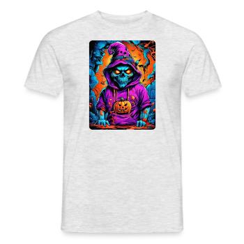 Modèle de crâne vierge d’Halloween 3.7 - T-shirt homme - gris chiné - Devant - AI Model Male 178 dark (178cm)