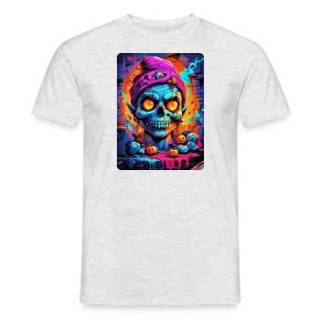 Modèle vierge de crâne d’Halloween 3.4 - T-shirt homme - gris chiné - Devant - AI Model Male 178 dark (178cm)